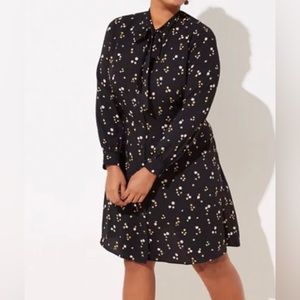 Loft size 18 dress black with flowers tie neck